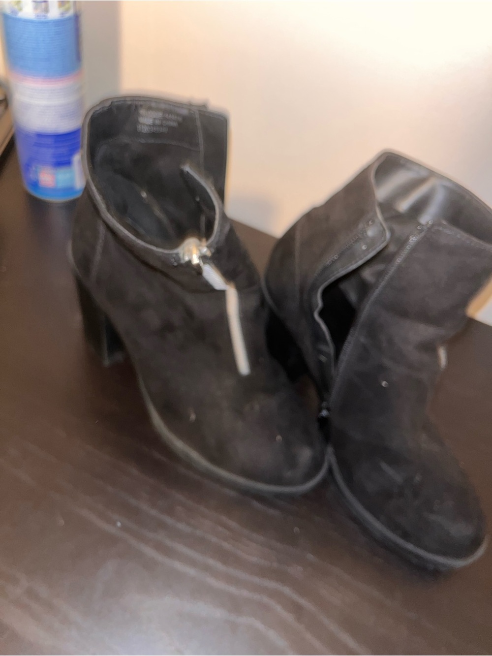 Black Women's Suede Ankle Boots - Classic High Heel
